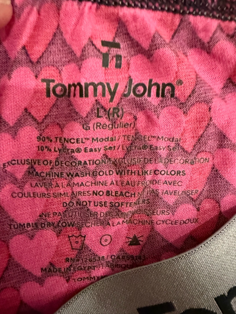 Tommy John Pink & Red Heart-Print Pajama Bottoms with Silver Logo Waistband - Picture 2 of 5
